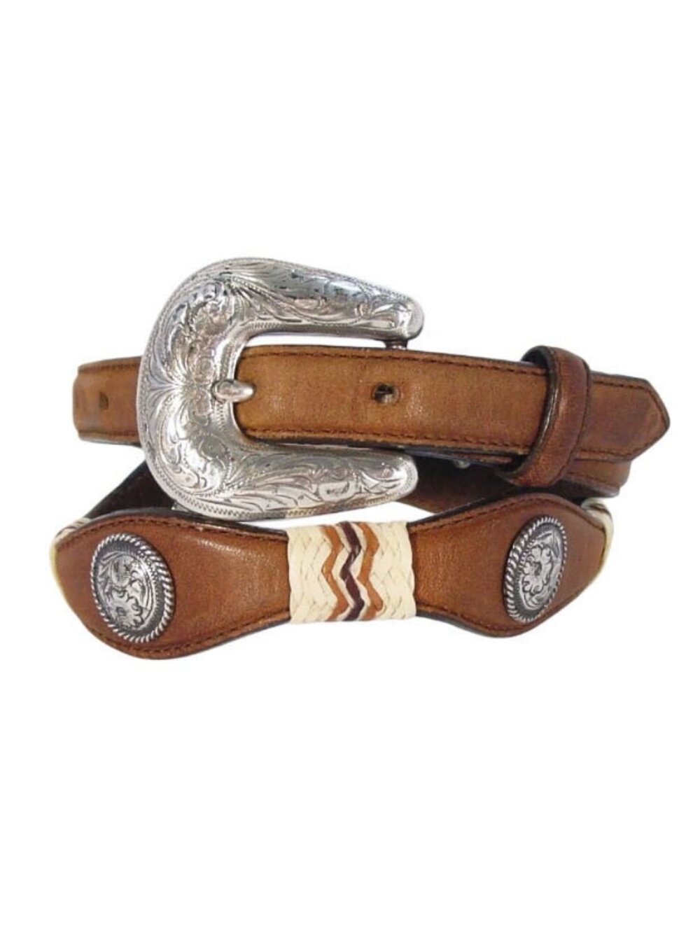 TONY LAMA Scalloped Horsehair Concho Western Belt Women's 28